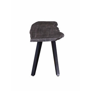 English Elm 60 60 Inch Wexford Wood Dining Bench with Live Edge Ironwood Top, Matte Black Legs, Water-Resistant Finish, Rustic Modern Statement Piece B011S01005