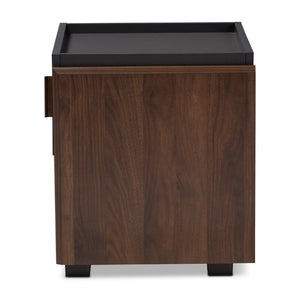 Baxton Studio Baxton Studio Rikke Modern Two-Tone Nightstand with Drawer, Open Shelf & Sleek Metal Handle Design BR3NT304-Columbia/Dark Grey-NS