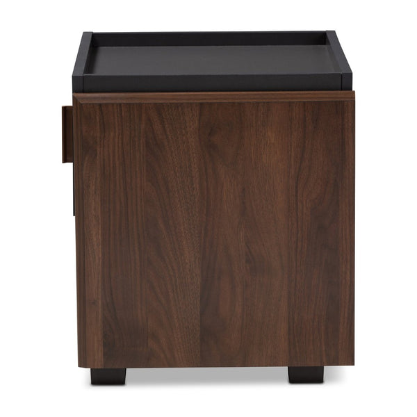 Baxton Studio Baxton Studio Rikke Modern Two-Tone Nightstand with Drawer, Open Shelf & Sleek Metal Handle Design BR3NT304-Columbia/Dark Grey-NS