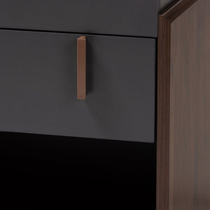 Baxton Studio Baxton Studio Rikke Modern Two-Tone Nightstand with Drawer, Open Shelf & Sleek Metal Handle Design BR3NT304-Columbia/Dark Grey-NS