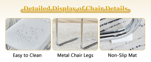 English Elm Table and Chair Set Oval Glass Top Twin Column Base with Six Pu Leather Seats Silver,Transparent,White W1151S04738