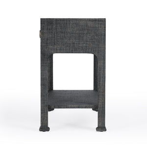 Butler Specialty Chatham Raffia Nightstand - Chic Woven Design With Sliding Drawer And Stylish Display Shelf For Home Charcoal Gmelina Arborea Wood,Mdf,Maple Veneer,Raffia,Aluminum 9147420-butler