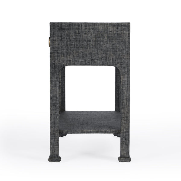 Butler Specialty Chatham Raffia Nightstand - Chic Woven Design With Sliding Drawer And Stylish Display Shelf For Home Charcoal Gmelina Arborea Wood,Mdf,Maple Veneer,Raffia,Aluminum 9147420-butler