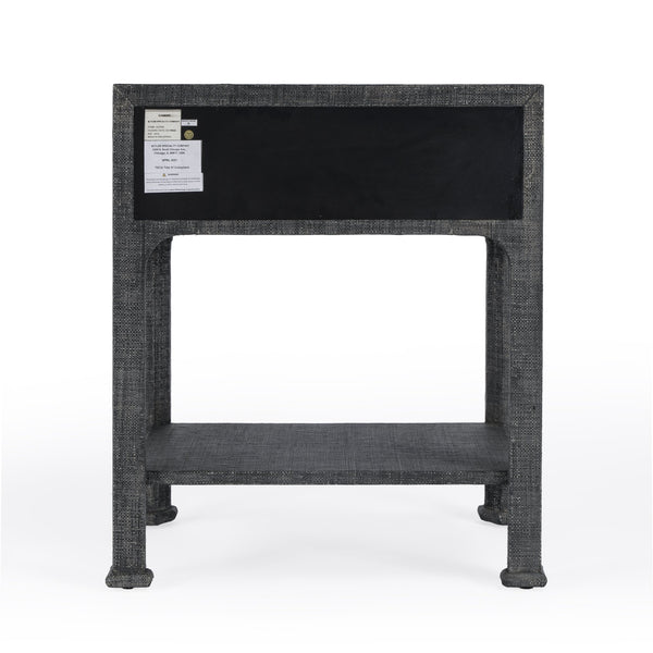 Butler Specialty Chatham Raffia Nightstand - Chic Woven Design With Sliding Drawer And Stylish Display Shelf For Home Charcoal Gmelina Arborea Wood,Mdf,Maple Veneer,Raffia,Aluminum 9147420-butler