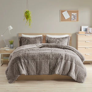 English Elm Twin/Twin Shaggy Long Fur Comforter Mini Set by Malea — Plush Faux Fur Reversible Comforter with Sham, Cozy Warm Texture, Modern Bedroom Upgrade B03595899