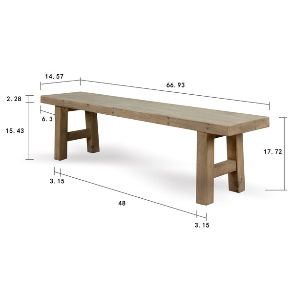 Lilys Capri Bench Warm Natural Pinewood 67X15X18 9148-W