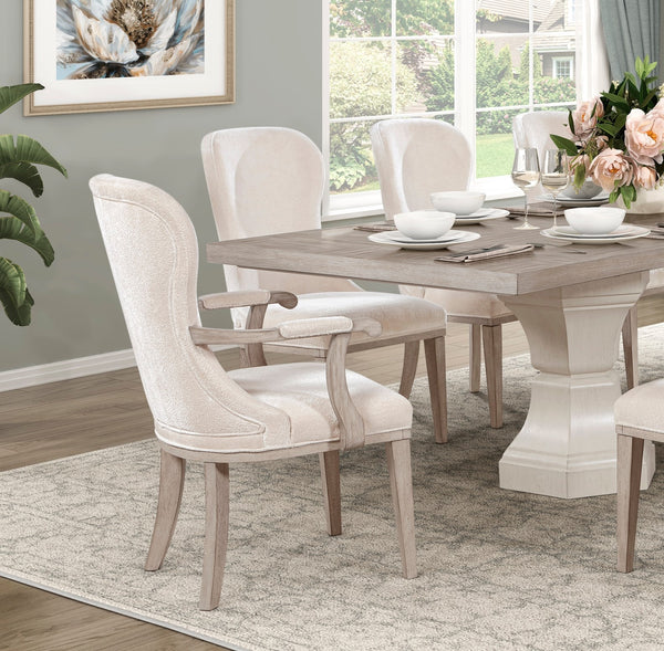 English Elm Traditional Light Gray Armchairs Set of 2 — Plush Felt Upholstery, Foam-Cushioned Seat & Back, Sturdy Wood Frame, Dining Accent Comfort B011P395332