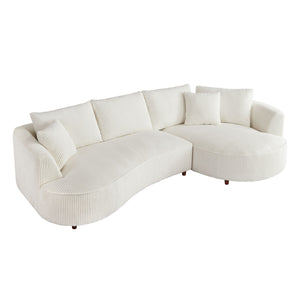 English Elm 122.04 Inch Corduroy Sectional Sofa With Right-Facing Chaise - Modern Comfort For Any Space! W876S00272