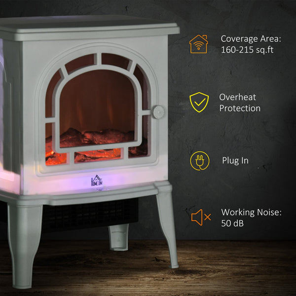 English Elm HOMCOM 18" Electric Fireplace Stove - Compact Freestanding Heater with Realistic LED Flame, 1500W W2225P249848