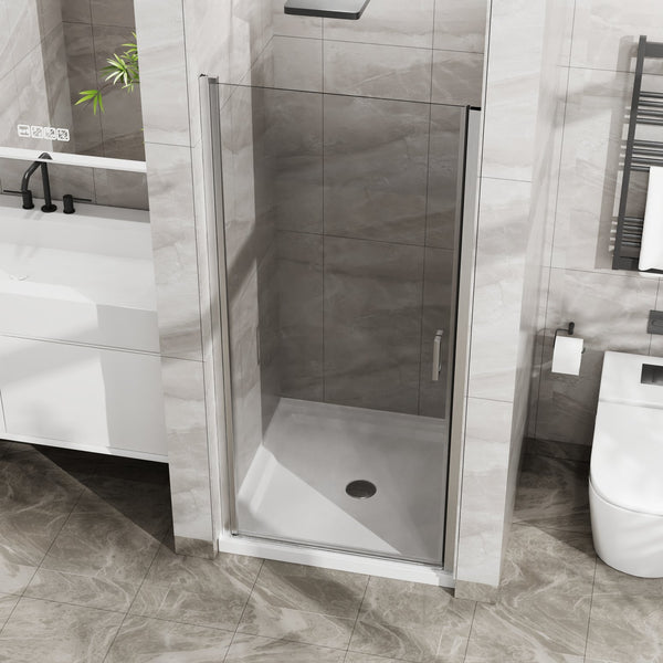 English Elm Goodyo 34"X72" Semi-Frameless Pivot Shower Door & Acrylic Base Combo For Modern Bathrooms Upgrade W1223S00016