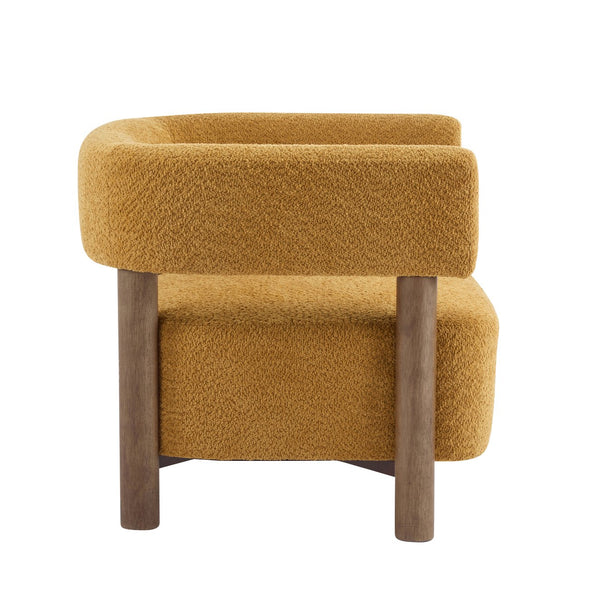 English Elm Christopher Knight Home® - Boucle Plush Bouclé Accent Chair with Rubber Wood Frame, Spring Bag Cushion for Cozy Support Yellow 30.75 L x 28.9 W x 19.25 H N776P268327T