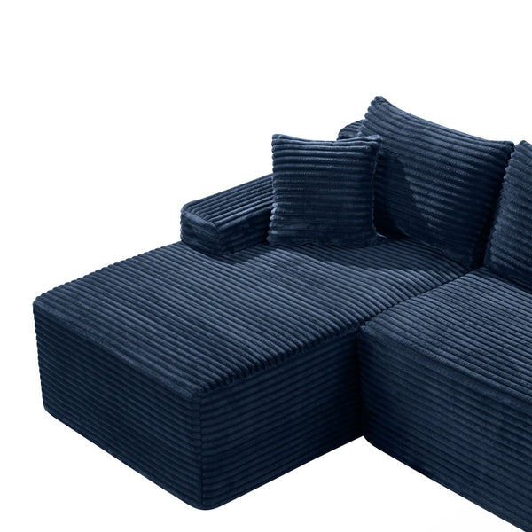 English Elm 106.3" Jumbo Corduroy L-shape Sectional Deep Seat Sofa No Assembly Modern Living W5515S00041