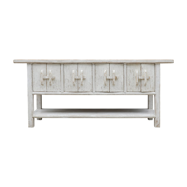 Lilys Amalfi Two Tones 4 Doors Console With Shelf Off White 84X18X36 Pre-Order Only 9149-L