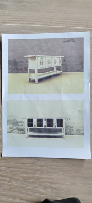 Lilys Amalfi Two Tones 4 Doors Console With Shelf Off White 84X18X36 Pre-Order Only 9149-L