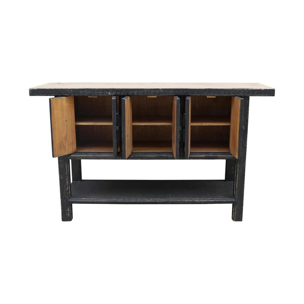 Lilys Amalfi Two Tones 3 Doors Console With Shelf Antique Black 63X16X36 9149B-S