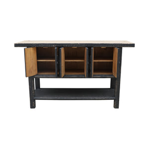 Lilys Amalfi Two Tones 3 Doors Console With Shelf Antique Black 63X16X36 9149B-S