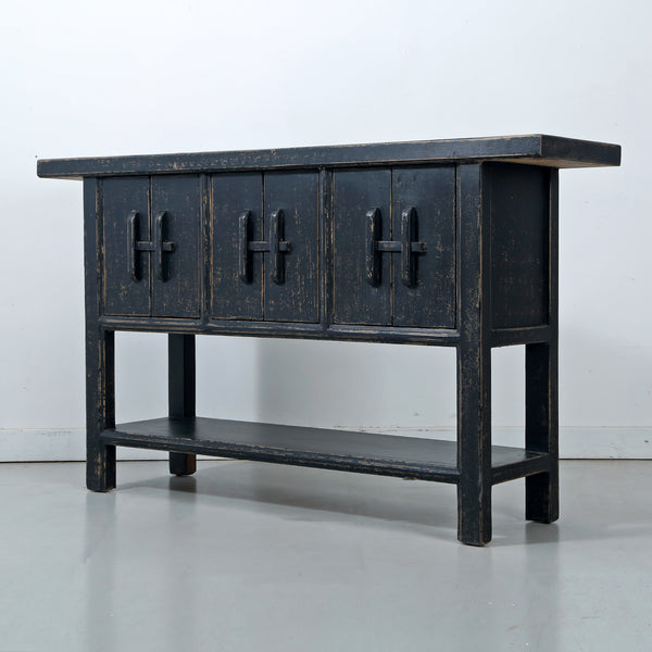 Lilys Amalfi Two Tones 3 Doors Console With Shelf Antique Black 63X16X36 9149B-S