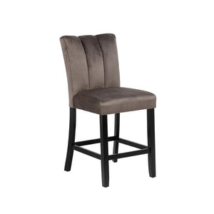 English Elm Modern Faux Marble Counter Dining Set with Velvet Chairs and Matte Black Legs B011S02493