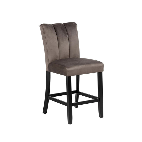 English Elm Modern Faux Marble Counter Dining Set with Velvet Chairs and Matte Black Legs B011S02493