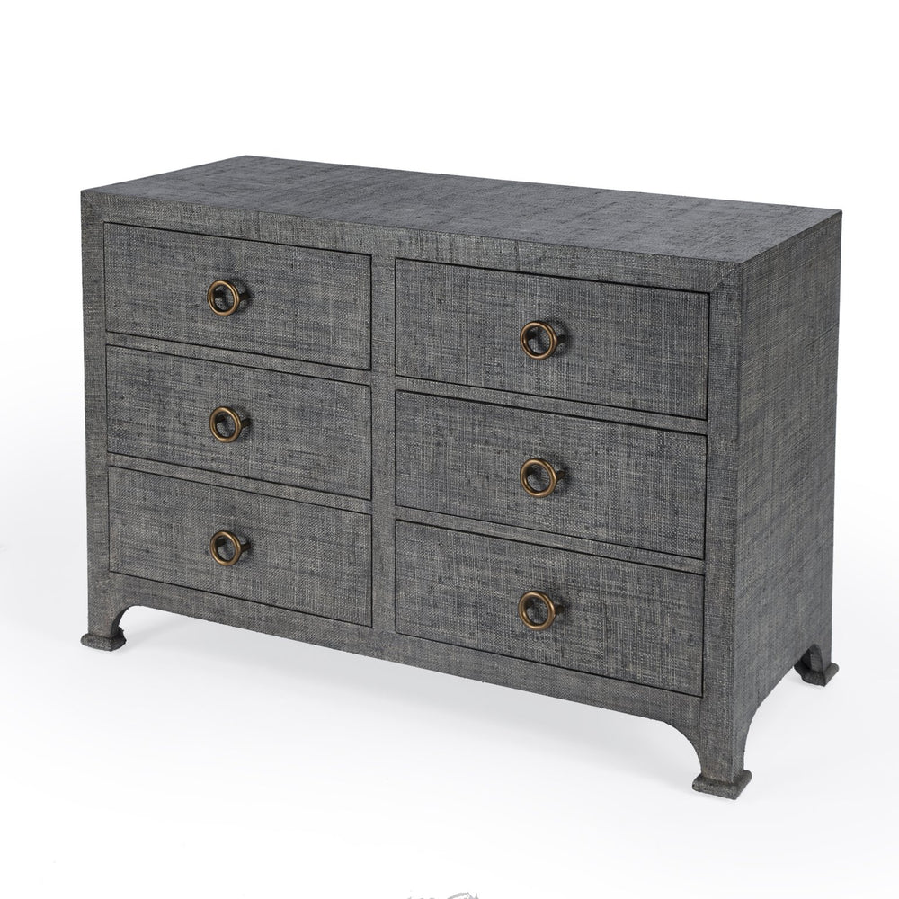 Butler Specialty Chatham 6 Drawer Dresser In Woven Raffia With Brass Pulls - Chic Storage Solution For Any Room Charcoal Gmelina Arborea Wood,Mdf,Maple Veneer,Raffia,Aluminum 9149420-butler