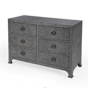 Butler Specialty Chatham 6 Drawer Dresser In Woven Raffia With Brass Pulls - Chic Storage Solution For Any Room Charcoal Gmelina Arborea Wood,Mdf,Maple Veneer,Raffia,Aluminum 9149420-butler