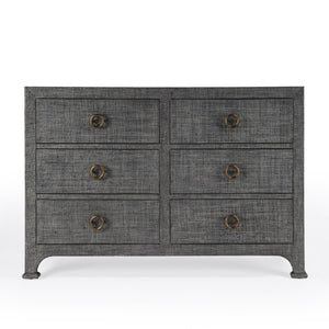 Butler Specialty Chatham 6 Drawer Dresser In Woven Raffia With Brass Pulls - Chic Storage Solution For Any Room Charcoal Gmelina Arborea Wood,Mdf,Maple Veneer,Raffia,Aluminum 9149420-butler