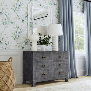 Butler Specialty Chatham 6 Drawer Dresser In Woven Raffia With Brass Pulls - Chic Storage Solution For Any Room Charcoal Gmelina Arborea Wood,Mdf,Maple Veneer,Raffia,Aluminum 9149420-butler