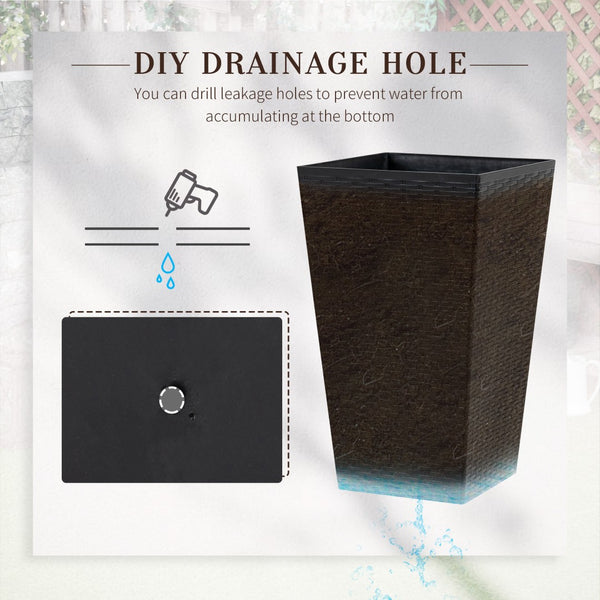 English Elm Outsunny Set Of 3 Stylish Tall Planters - Uv-Resistant Indoor/Outdoor Flower Pots For Any Space W2225P174478-GIGA