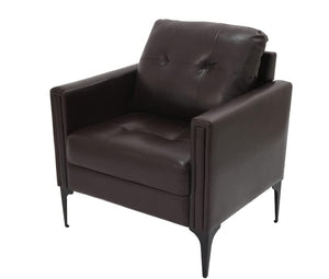 English Elm 1pc Faux Leather Accent Armchair Padded Seat Tailored Stitching Contemporary Living Room Brown B011P479612