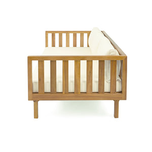 English Elm Christopher Knight Home® - Claremont 3-Seater Daybed In Beige - Elegant Acacia Wood Frame With Water-Resistant Cushions For Comfort N770P205537B