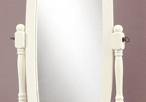 English Elm Mirror, Solid Wood 60" Oval Cheval Floor Mirror in Antique White with Swivel Tilt & Stable Crossbrace B2710P219189