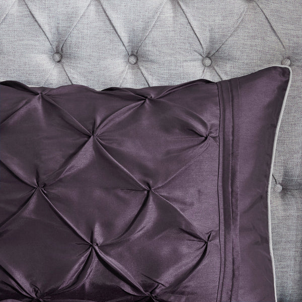 English Elm 7 Tufted Comforter Set Full Deep Textured Pleated Design Brushed Reverse 7-Piece Bedroom Luxe Plum 18.5 L x 13.39 W x 12.99 H B03597140