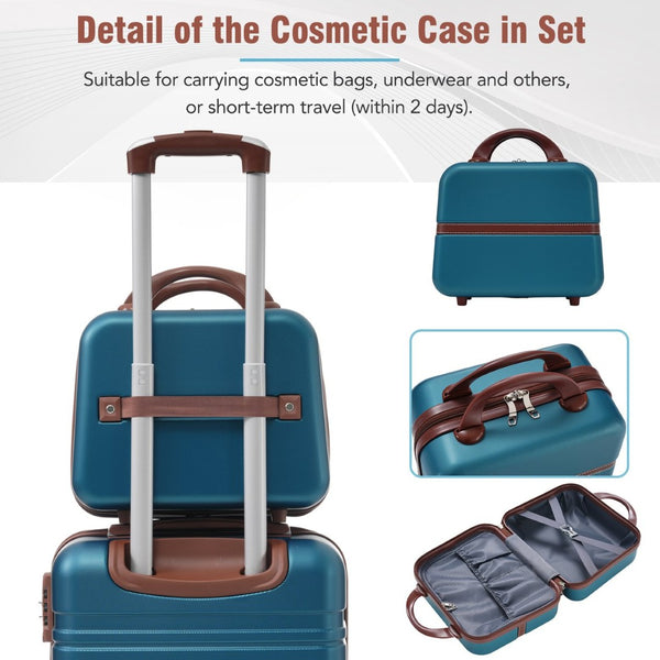 English Elm Hardshell 3 Piece Luggage Set Abs Spinner Suitcase with Tsa Lock Carry on Travel Blue N732P171583C