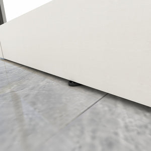 English Elm 30 in Matte Black Steel Sliding Barn Door Frosted Glass Privacy Panel with Hardware White B2763P483226