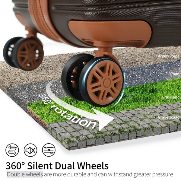 English Elm 4 Piece Abs Hard Shell Luggage Set with Spinner Wheels Tsa Lock and Packing Cubes Coffee PP313145AAZ