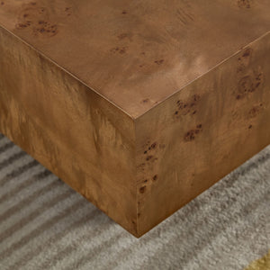 English Elm 43.31 Inch Burl Veneer Rectangular Coffee Table Mid-century Pedestal Base Living Room Walnut W2582P431212