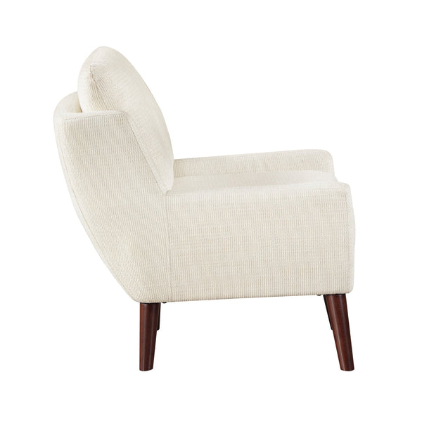 English Elm 1pc Beige Mid-Century Accent Chair with Chenille Upholstery, Reversible Cushions, Solid Wood Legs, 300lb Capacity B011P315593
