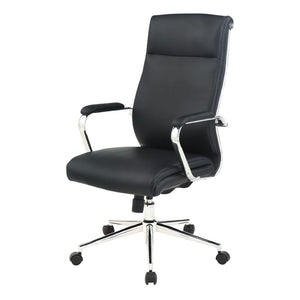 OSP Home Furnishings High Back Ergonomic Manager Chair with Antimicrobial Fabric Chrome Arms and Lumbar Support High Black 920350C-R107