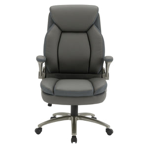 OSP Home Furnishings Big and Tall Ergonomic Office Chair with Lumbar Support Leather Seat 400 Lb Capacity Grey ECH14517BT-EC42