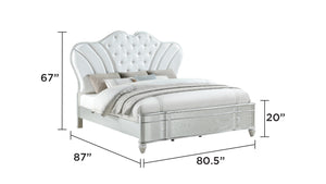 English Elm Landmark Upholstered Button-Tufted King Bed In Silver - Elegant Comfort For Timeless Bedroom Style B009S01361