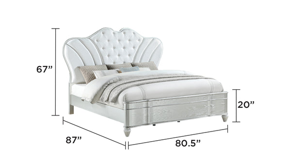 English Elm Landmark Upholstered Button-Tufted King Bed In Silver - Elegant Comfort For Timeless Bedroom Style B009S01361