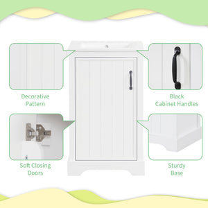 English Elm 20" Bathroom Vanity With Soft-Close Door, Ceramic Sink, Adjustable Shelves & Chic Storage Solutions N725P351852K