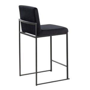 English Elm Fuji High Back Counter Stool Set Of 2 - Luxurious Black Velvet & Sturdy Steel Frame For Comfort B202P221953