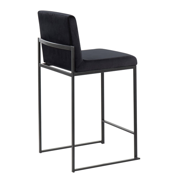 English Elm Fuji High Back Counter Stool Set Of 2 - Luxurious Black Velvet & Sturdy Steel Frame For Comfort B202P221953