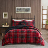 Woolrich Alton Lodge/Cabin Plush to Sherpa Down Alternative Comforter Set WR10-3103 Red Plaid