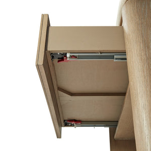 English Elm Two Drawer Oak Veneer Nightstand with Stone Top Usb Charging and Soft Close Glides B2699P323472