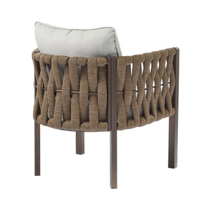 English Elm Christopher Knight Home® - 2-Pieces Outdoor Metal Patio Club Chair with Teslin Rope, Thick Cushions, Rust-Resistant Frame, Brown N780P254451B