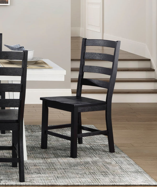 English Elm Modern Farmhouse Oak Veneer Trestle Dining Set Six Chairs Two Tone Kitchen Black White B011S00929