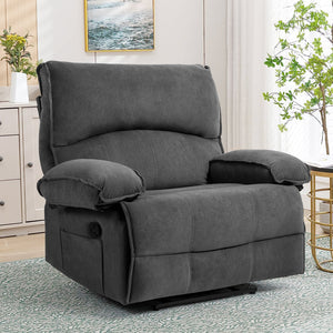 English Elm Oversized Velvet Push-Back Recliner Chair Sofa with Massage Pillow, Super Soft Fleece Comfort and Easy Assembly Grey W1403S00003