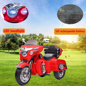 English Elm 12v Kids Electric Ride on Motorcycle with Led Lights Bluetooth Music and Storage Trunk Red W1760P237297